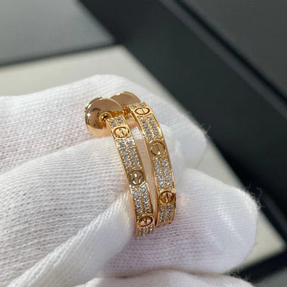 [OrnoraJewelry]LOVE EARRINGS 3.6MM DIAMOND PAVED