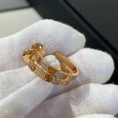 [OrnoraJewelry]LOVE EARRINGS 3.6MM DIAMOND PAVED