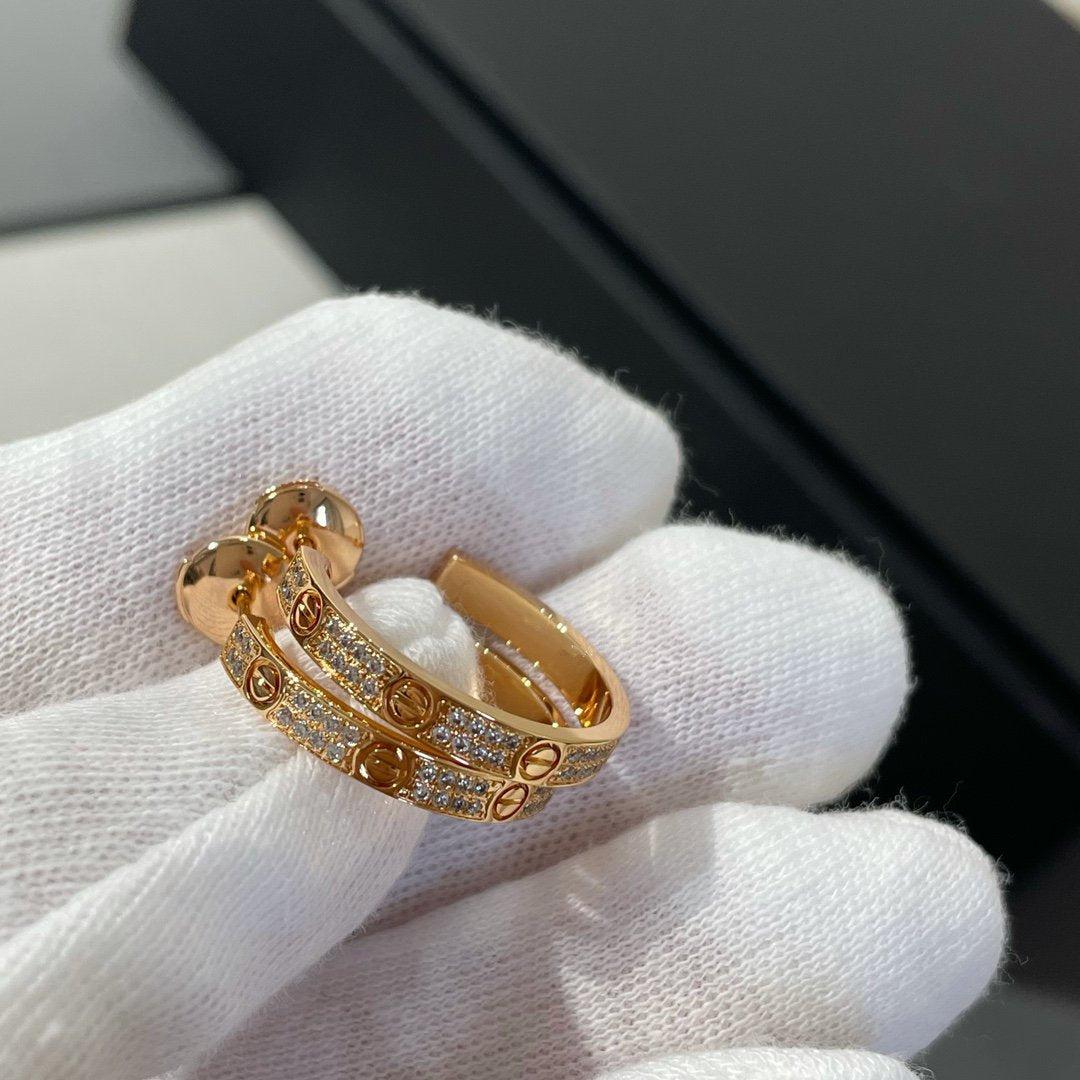 [OrnoraJewelry]LOVE DIAMOND PINK GOLD HOOP EARRINGS