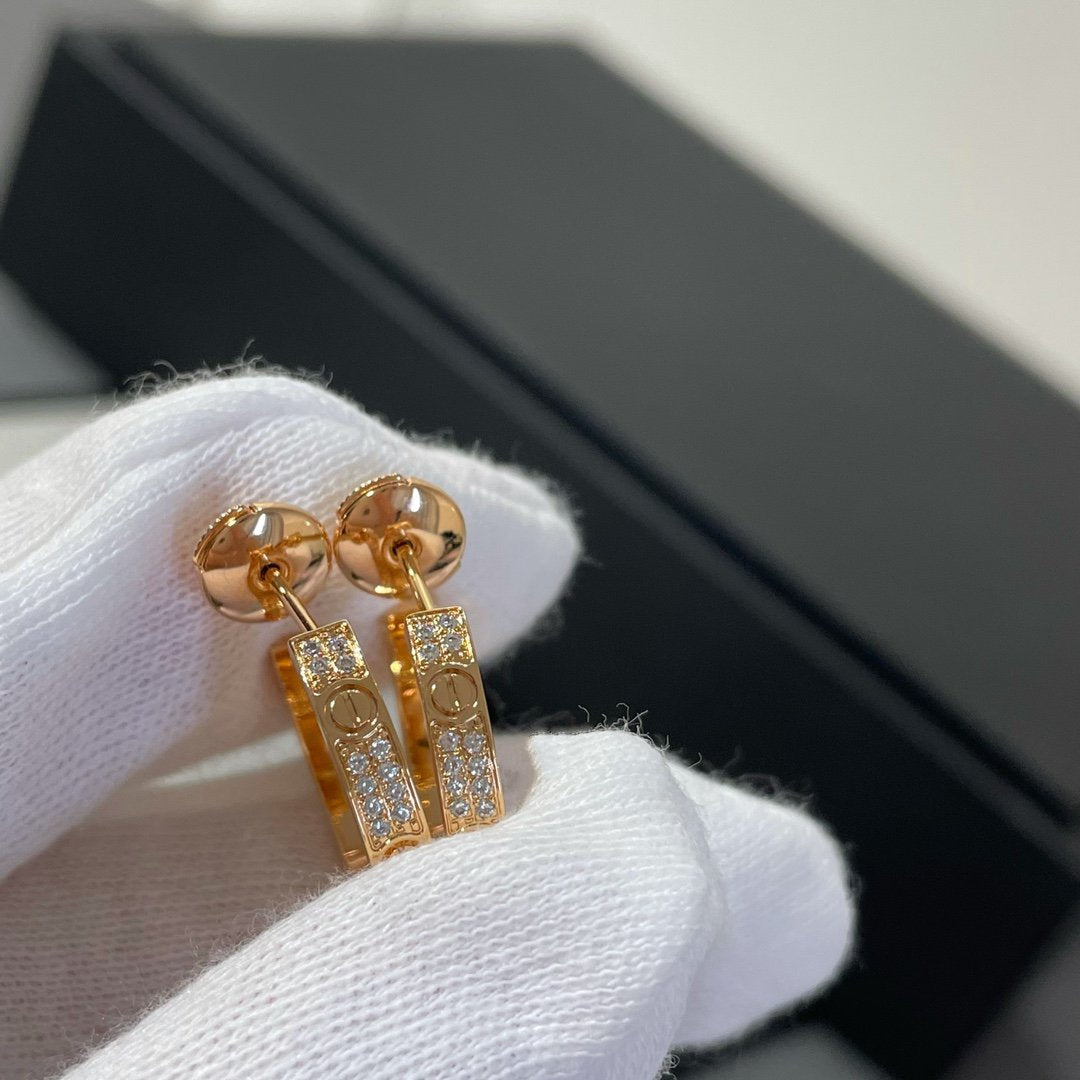 [OrnoraJewelry]LOVE DIAMOND PINK GOLD HOOP EARRINGS