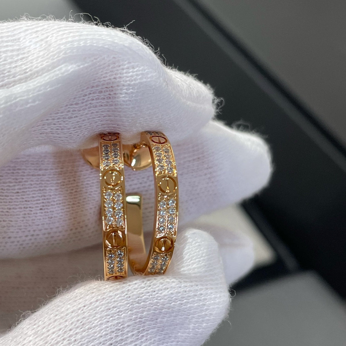 [OrnoraJewelry]LOVE DIAMOND PINK GOLD HOOP EARRINGS