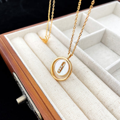 [OrnoraJewelry]LUCKY MOVE MOP PINK GOLD NECKLACE