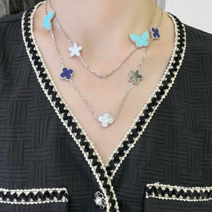 [OrnoraJewelry]LUCKY CLOVER SILVER 11 MOTIF NECKLACE