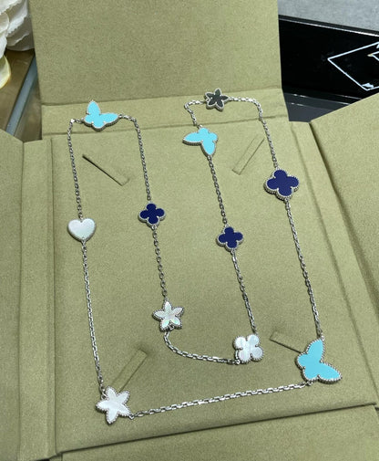 [OrnoraJewelry]LUCKY CLOVER SILVER 11 MOTIF NECKLACE