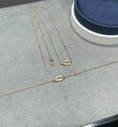 [OrnoraJewelry]FORCE 10 DIAMOND PINK GOLD NECKLACE