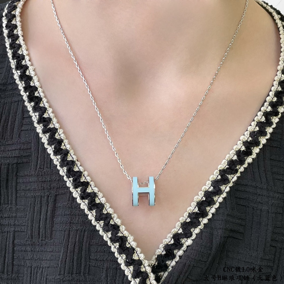 [OrnoraJewelry]POP H SKY BLUE NECKLACE