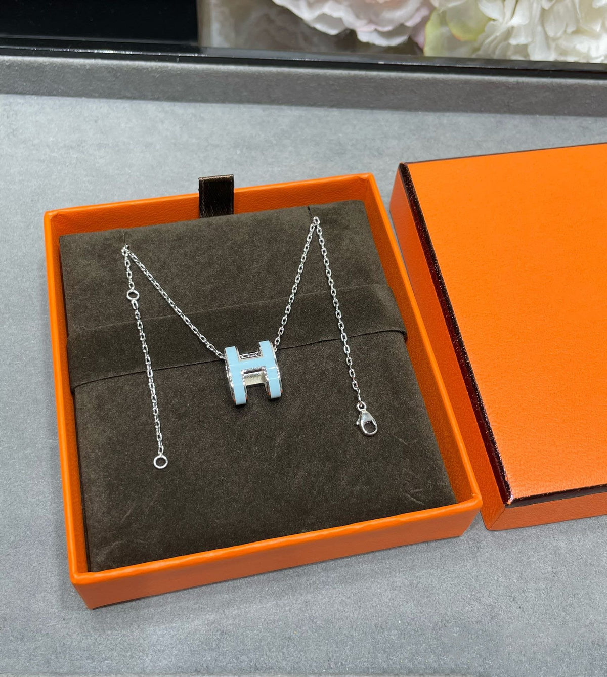 [OrnoraJewelry]POP H SKY BLUE NECKLACE