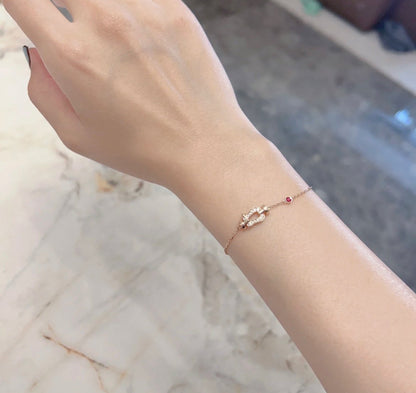 [OrnoraJewelry]FORCE 10 DIAMOND CHAIN LINK PINK GOLD BRACELET
