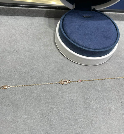 [OrnoraJewelry]FORCE 10 DIAMOND CHAIN LINK PINK GOLD BRACELET