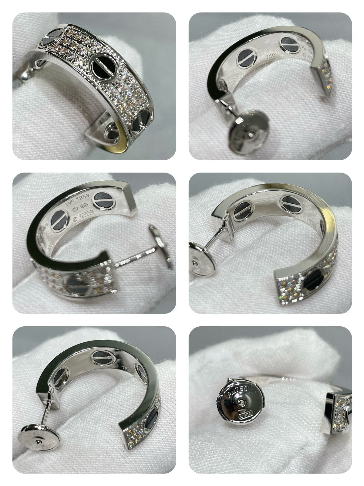 [OrnoraJewelry]LOVE CERAMIC DIAMOND PAVED SILVER EARRINGS