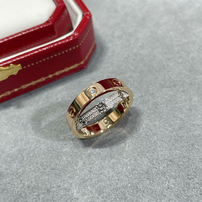 [OrnoraJewelry]LOVE PINK GOLD SILVER DIAMOND DOUBLE RING