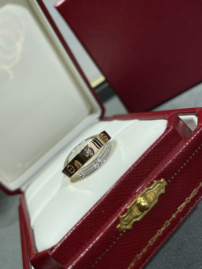 [OrnoraJewelry]LOVE PINK GOLD SILVER DIAMOND DOUBLE RING