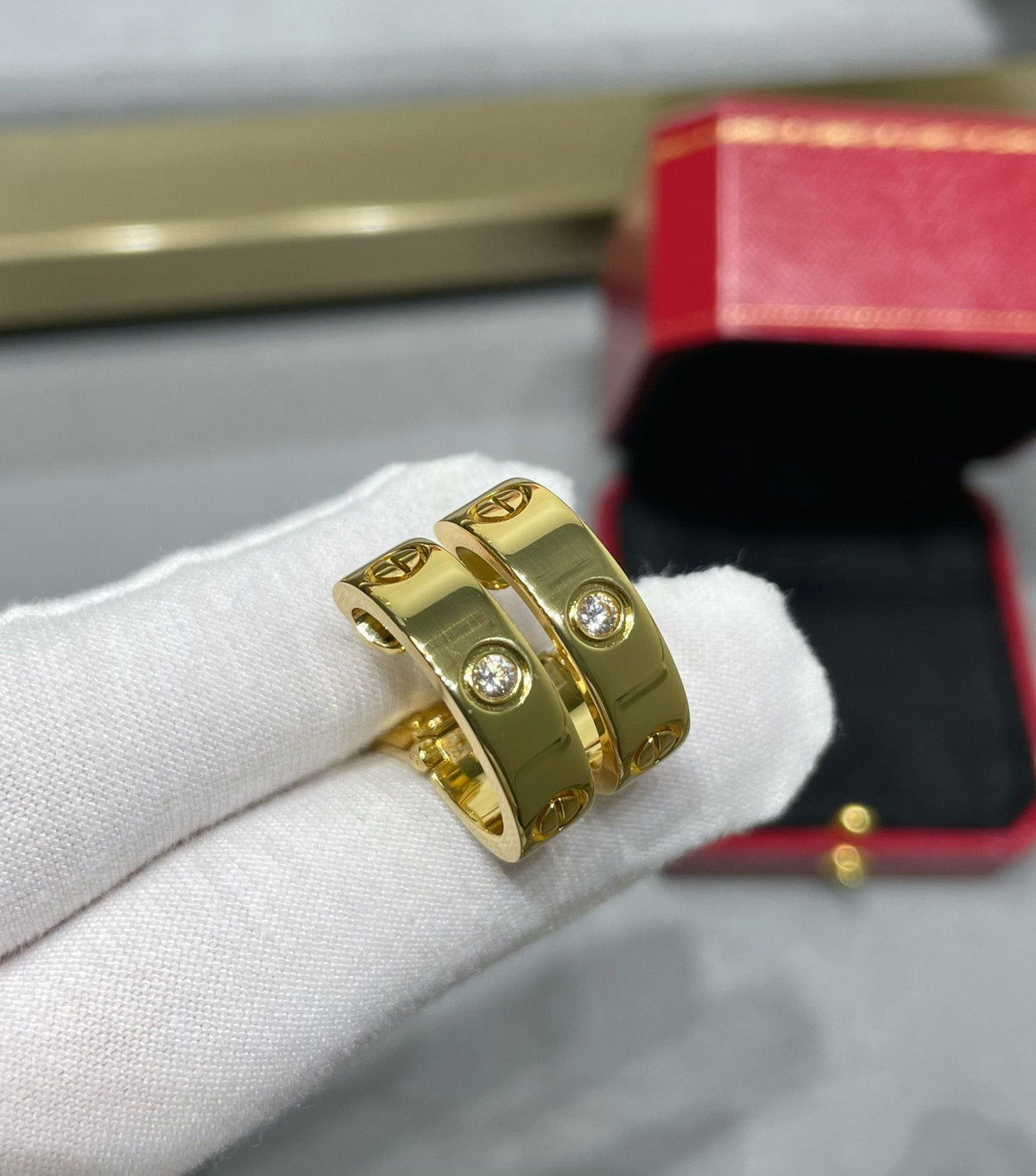 [OrnoraJewelry]LOVE 5.5MM 1 DIAMOND EARRINGS