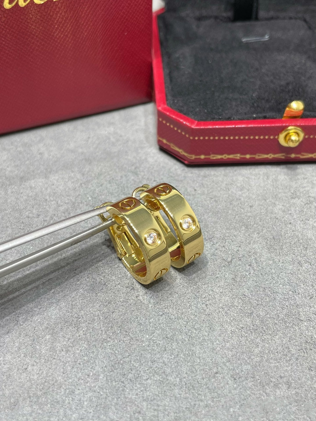 [OrnoraJewelry]LOVE 5.5MM 1 DIAMOND EARRINGS