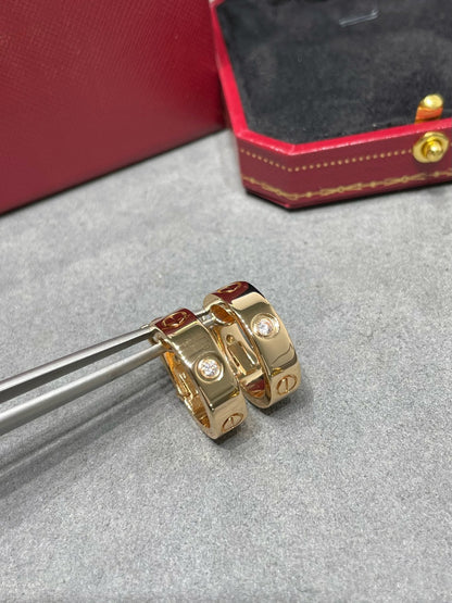 [OrnoraJewelry]LOVE 5.5MM 1 DIAMOND EARRINGS