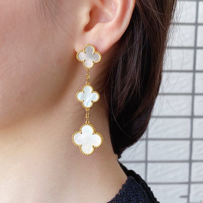 [OrnoraJewelry]CLOVER MOP 3 MOTIFS GOLD EARRINGS