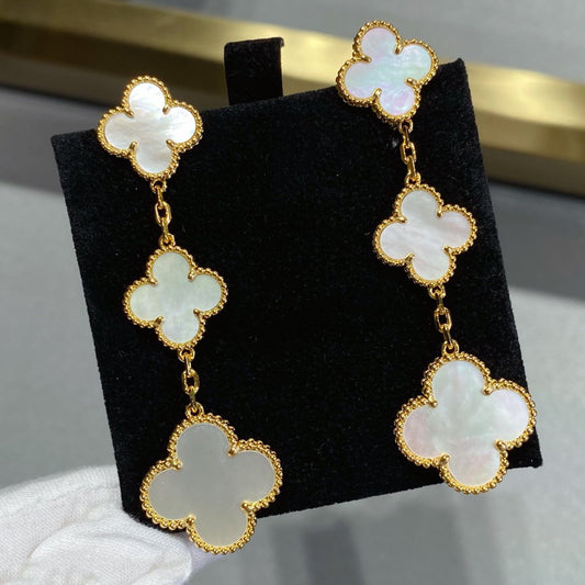 [OrnoraJewelry]CLOVER MOP 3 MOTIFS GOLD EARRINGS