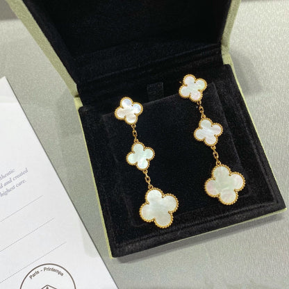 [OrnoraJewelry]CLOVER MOP 3 MOTIFS GOLD EARRINGS