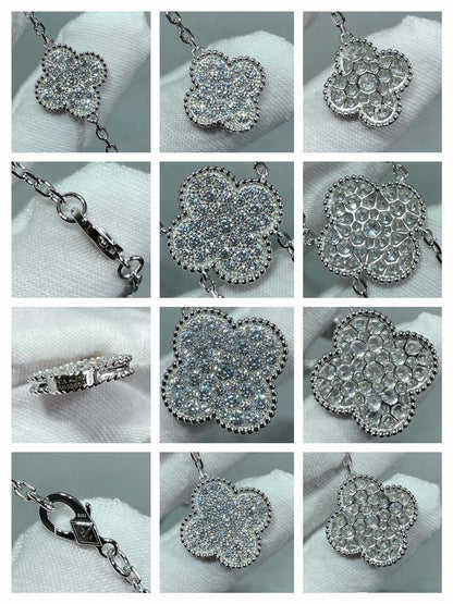 [OrnoraJewelry]CLOVER 6 MOTIF DIAMOND PAVED NECKLACE