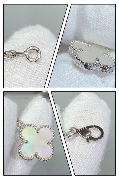 [OrnoraJewelry]CLOVER 5 MOTIF WHITE MOP SILVER BRACELET