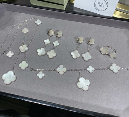 [OrnoraJewelry]CLOVER 5 MOTIF WHITE MOP SILVER BRACELET