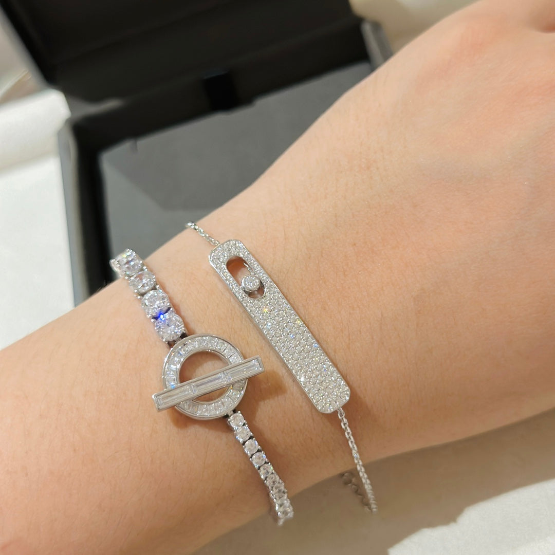 [OrnoraJewelry]MOVE CLASSIQUE DIAMOND PAVED BRACELET(Adjustable)