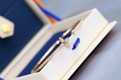 [OrnoraJewelry]IDYLLE PINK GOLD OPEN BRACELET DIAMOND PAVED