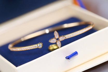 [OrnoraJewelry]IDYLLE PINK GOLD OPEN BRACELET DIAMOND PAVED