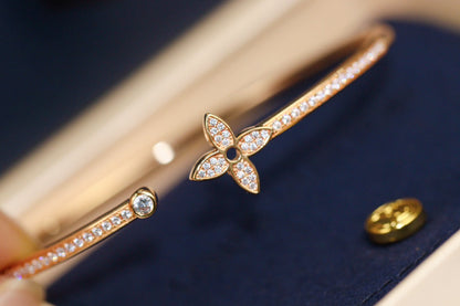 [OrnoraJewelry]IDYLLE PINK GOLD OPEN BRACELET DIAMOND PAVED