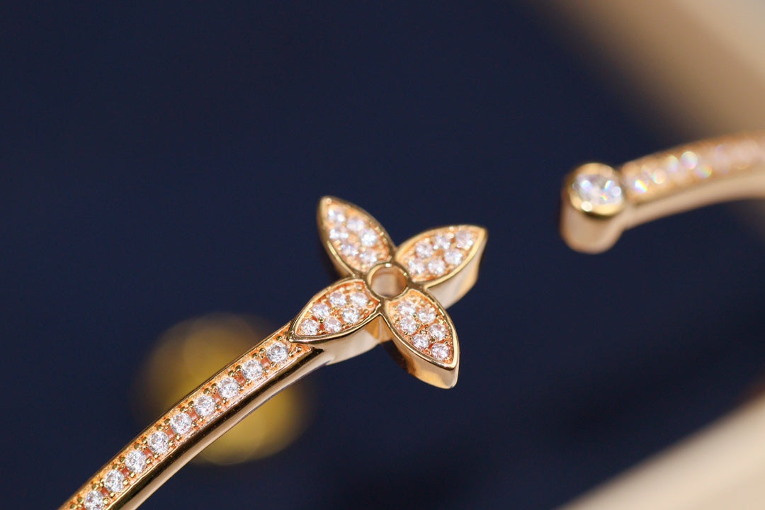 [OrnoraJewelry]IDYLLE PINK GOLD OPEN BRACELET DIAMOND PAVED