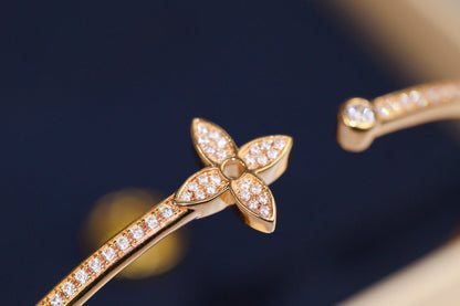 [OrnoraJewelry]IDYLLE PINK GOLD OPEN BRACELET DIAMOND PAVED