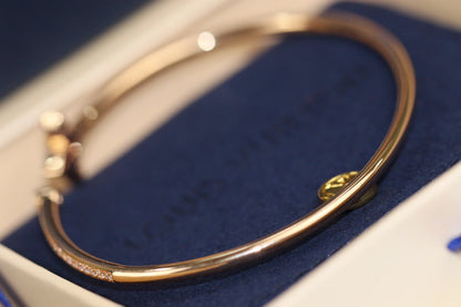 [OrnoraJewelry]IDYLLE PINK GOLD OPEN BRACELET DIAMOND PAVED