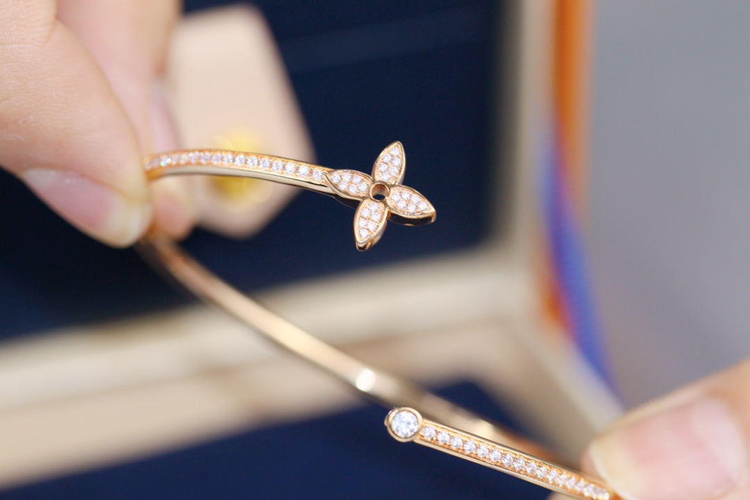 [OrnoraJewelry]IDYLLE PINK GOLD OPEN BRACELET DIAMOND PAVED