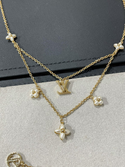 [OrnoraJewelry]FLOWERGRAM GOLD MOP DOUBLE ROW NECKLACE