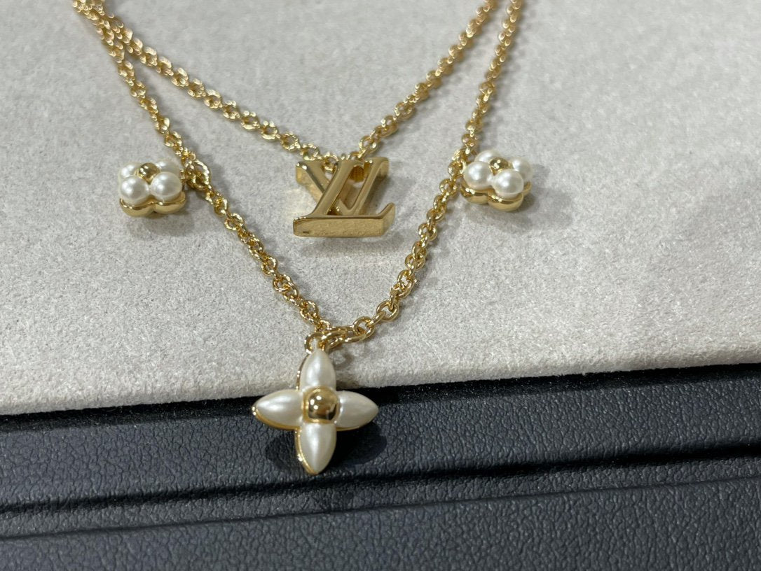 [OrnoraJewelry]FLOWERGRAM GOLD MOP DOUBLE ROW NECKLACE