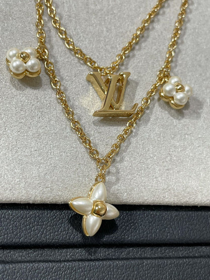 [OrnoraJewelry]FLOWERGRAM GOLD MOP DOUBLE ROW NECKLACE