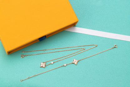 [OrnoraJewelry]OrnoraPINK MOP 1 DIAMOND PINK GOLD NECKLACE