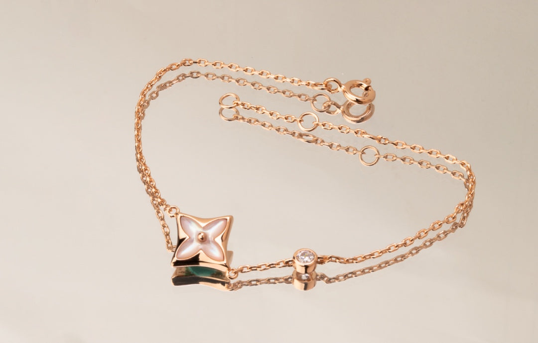 [OrnoraJewelry]OrnoraPINK MOP 1 DIAMOND PINK GOLD NECKLACE