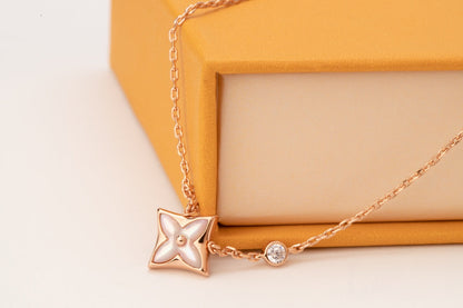 [OrnoraJewelry]OrnoraPINK MOP 1 DIAMOND PINK GOLD NECKLACE