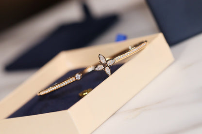 [OrnoraJewelry]IDYLLE GOLD OPEN BRACELET DIAMOND PAVED