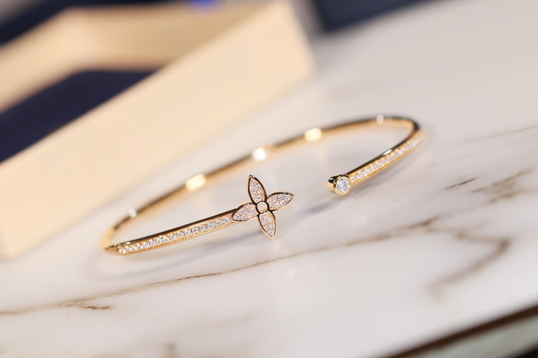 [OrnoraJewelry]IDYLLE GOLD OPEN BRACELET DIAMOND PAVED
