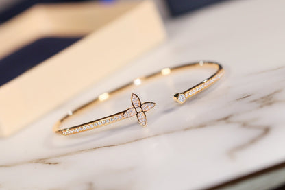 [OrnoraJewelry]IDYLLE GOLD OPEN BRACELET DIAMOND PAVED