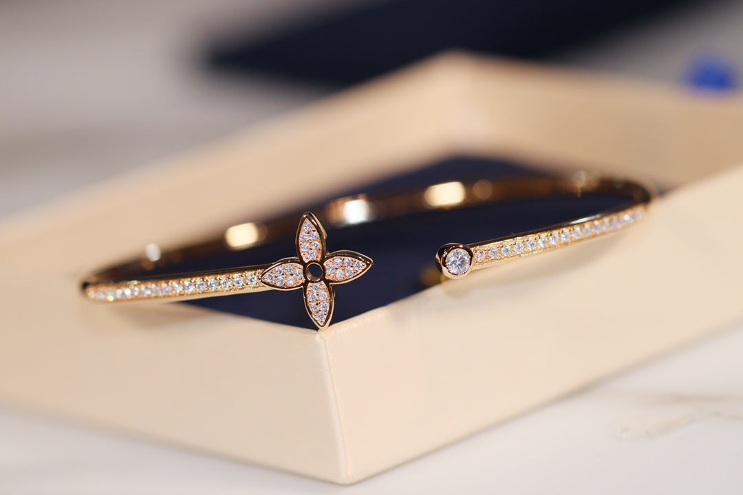 [OrnoraJewelry]IDYLLE GOLD OPEN BRACELET DIAMOND PAVED