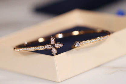 [OrnoraJewelry]IDYLLE GOLD OPEN BRACELET DIAMOND PAVED