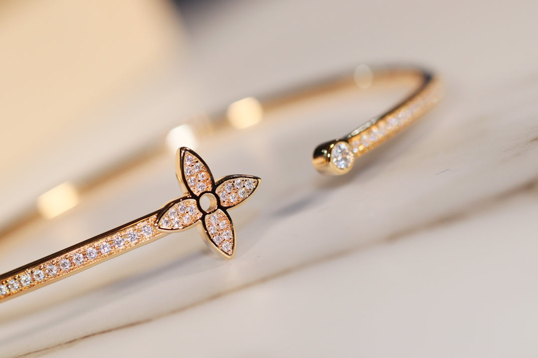 [OrnoraJewelry]IDYLLE GOLD OPEN BRACELET DIAMOND PAVED