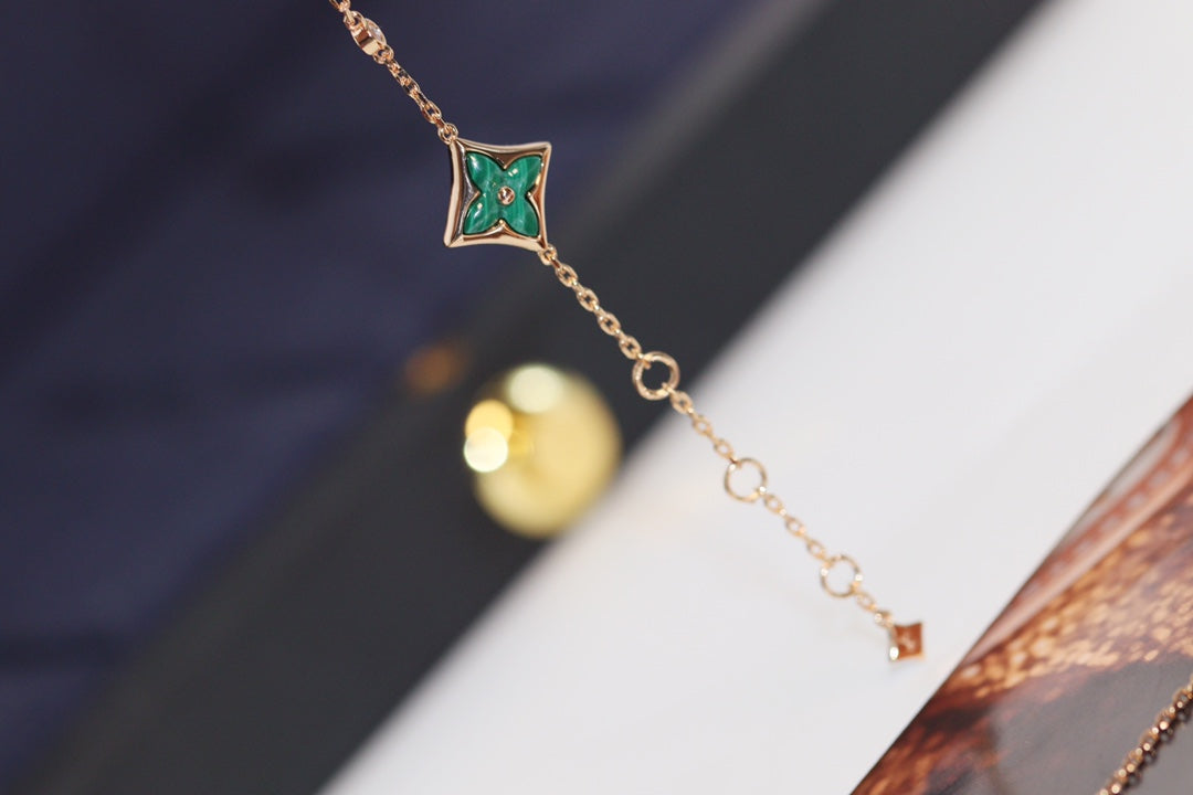 [OrnoraJewelry]OrnoraAND SUN 4 MOTIF PINK GOLD MALACHITE BRACELET