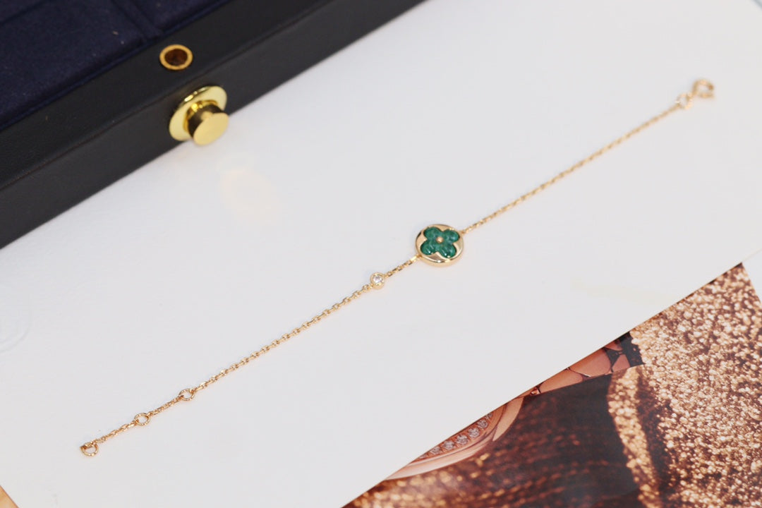 [OrnoraJewelry]OrnoraAND SUN 4 MOTIF PINK GOLD MALACHITE BRACELET
