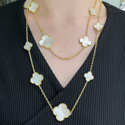[OrnoraJewelry]CLOVER 16 MOTIF WHITE MOP GOLD NECKLACE