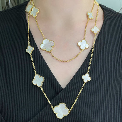 [OrnoraJewelry]CLOVER 16 MOTIF WHITE MOP GOLD NECKLACE