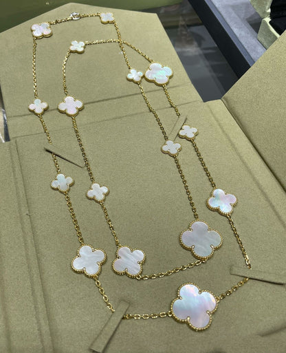 [OrnoraJewelry]CLOVER 16 MOTIF WHITE MOP GOLD NECKLACE
